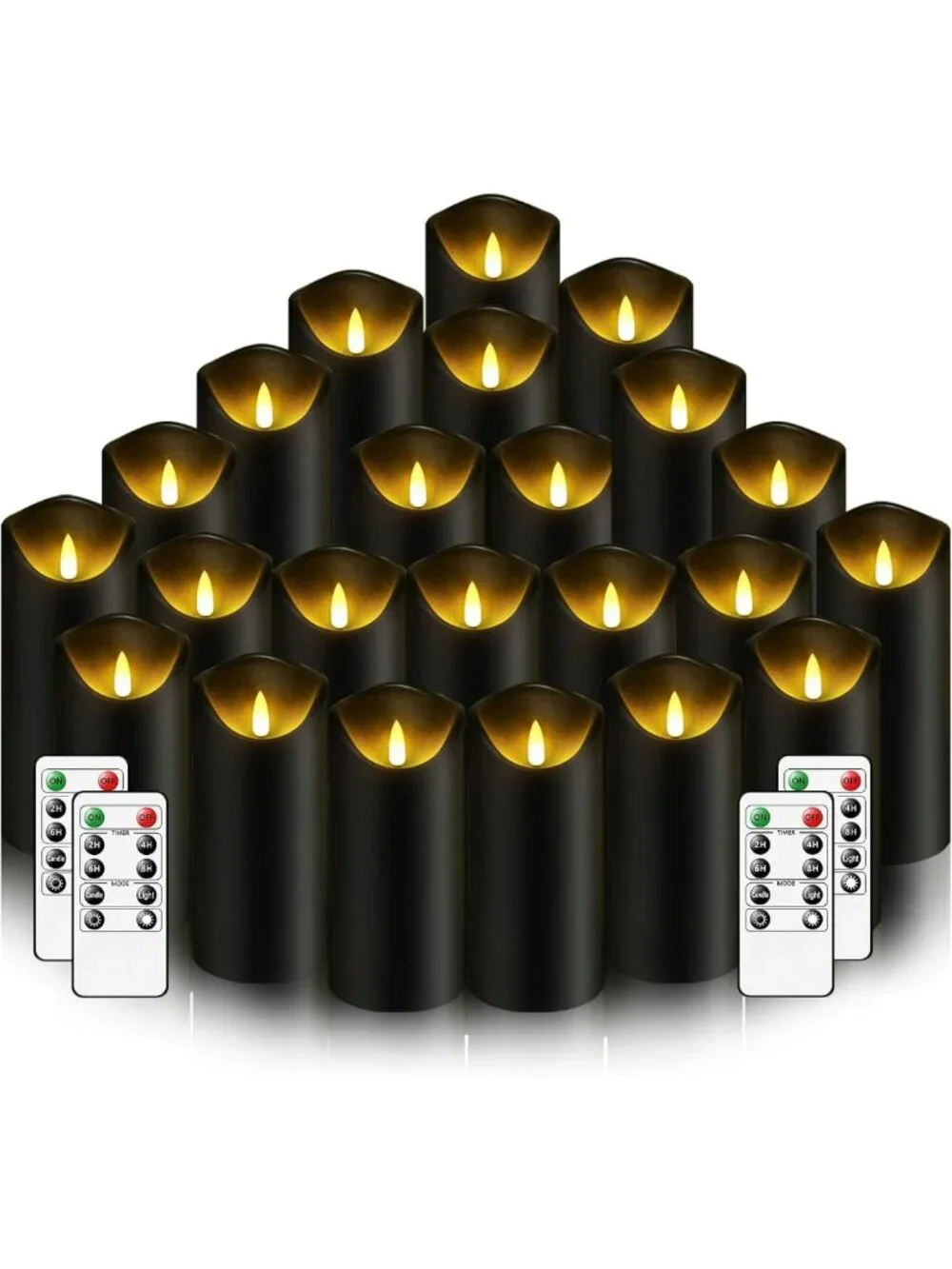 Battery Operated Flickering LED Candles Set of 24 with Remote & Timer